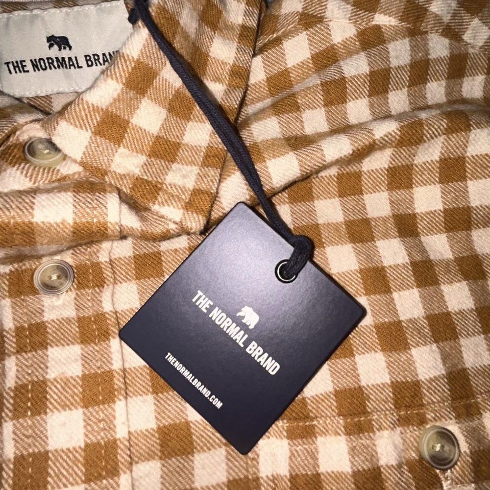 The Normal Brand Stephen Button Up Shirt In Honey Plaid Mens Size small - Picture 5 of 13